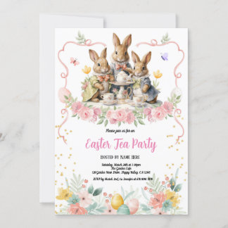 Ostertee-Party Einladung. Niedliches Aquarellbunny Einladung