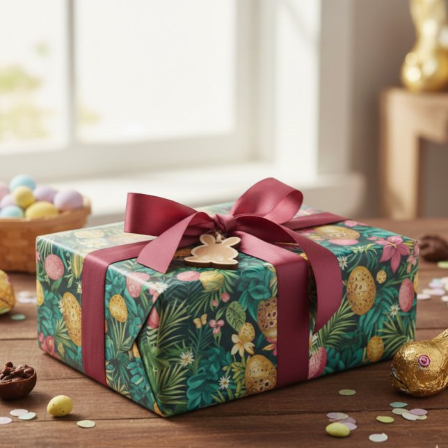 Ostertropischer Frühling Blätter Strand Geschenkpapier (Von Creator hochgeladen)