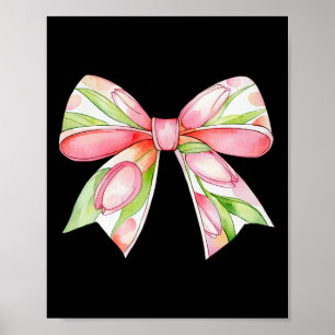 Ostertulip Coquette Bow Pink Frühlingsblumen Flut Poster