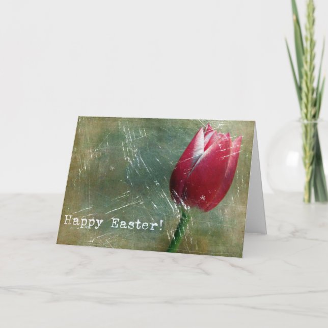 Ostertulip Grunge Feiertagskarte (Vorderseite)