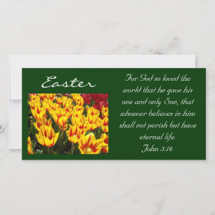 Ostertulips Fotokarten Bibelschrift John 3:16 Feiertagskarte