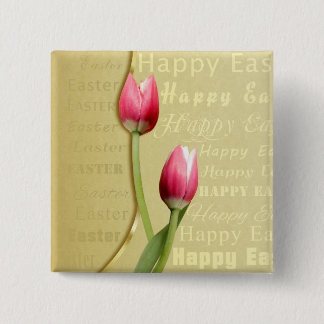 Ostertulips Gold Typografie Button (Vorderseite)