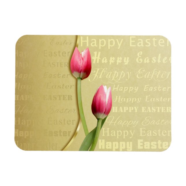 Ostertulips Gold Typografie Magnet (Horizontal)