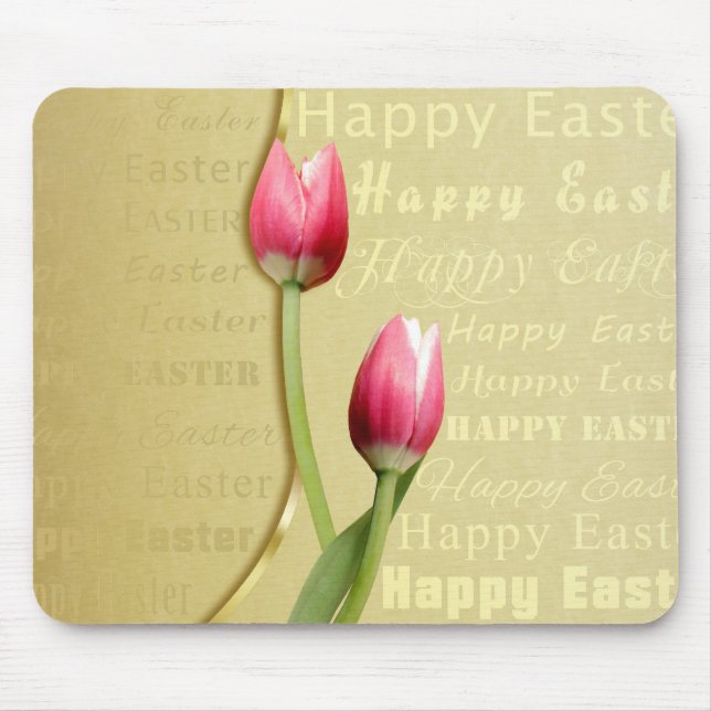 Ostertulips Gold Typografie Mousepad (Vorne)