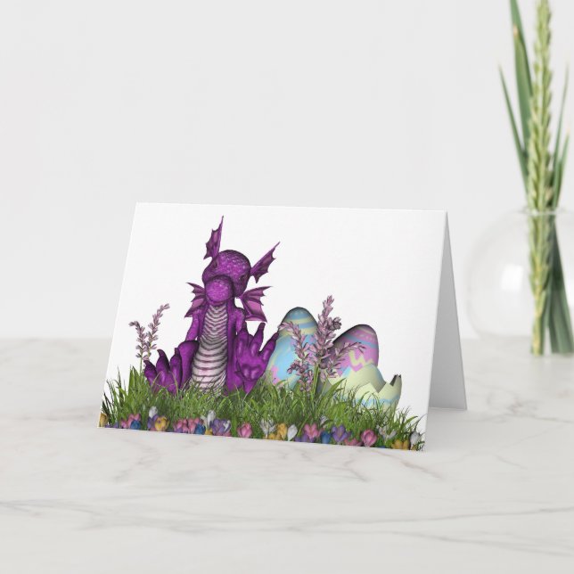Osterüberraschung Baby Dragon Feiertagskarte (Vorderseite)