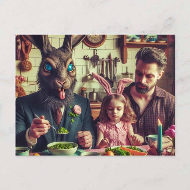 OsterVintage Candy Supper Horror Kaninchen Postkarte (Vorderseite)