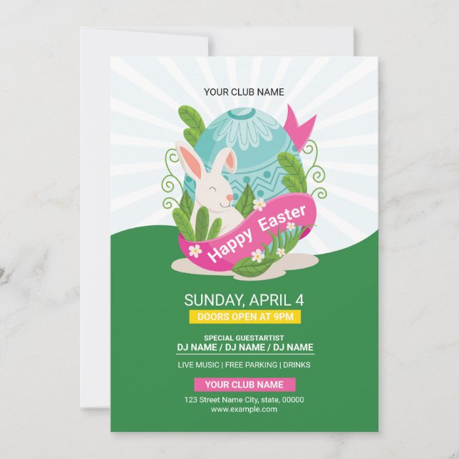 Ostervorlagenvorlage für den Flyer der Party Einla Einladung (Vorderseite)