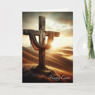 Ostervormittag Holzkreuz auf einem Hügel Karte