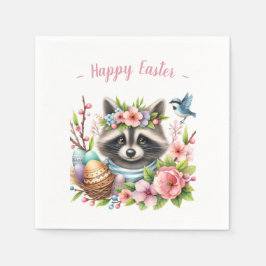 Osterwasserfarbe Raccoon Eier und Blume Serviette