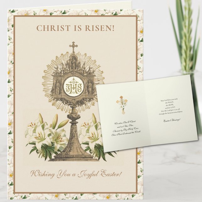 Osterwiederauferstehung Jesus Christliche Lilien Feiertagskarte (Von Creator hochgeladen)
