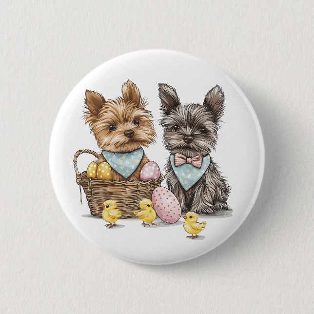 OsterYorkshire Terrier Dogs Button (Vorderseite)