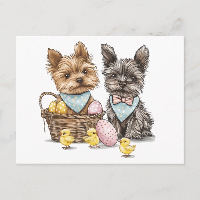 OsterYorkshire Terrier Dogs Feiertagspostkarte (Vorderseite)