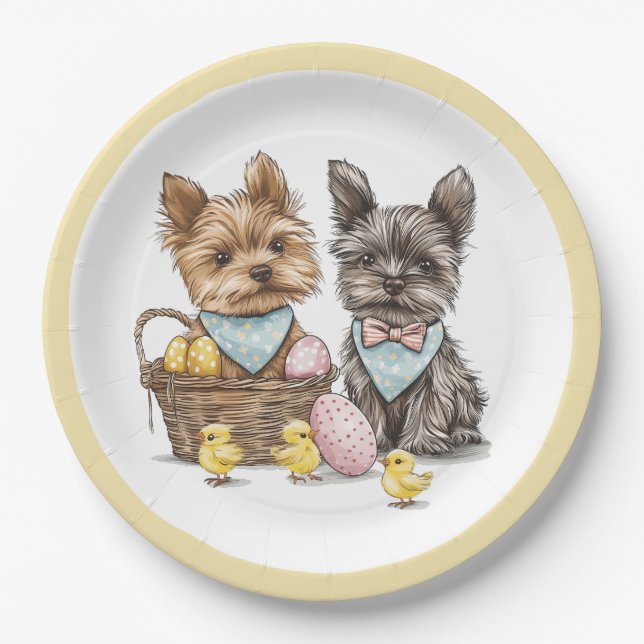 OsterYorkshire Terrier Dogs Pappteller (Vorderseite)