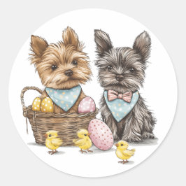 OsterYorkshire Terrier Dogs Runder Aufkleber