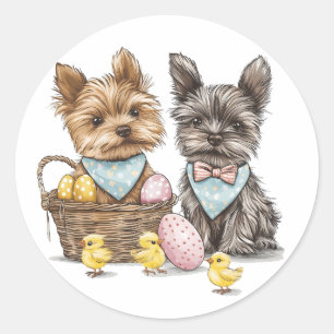 OsterYorkshire Terrier Dogs Runder Aufkleber
