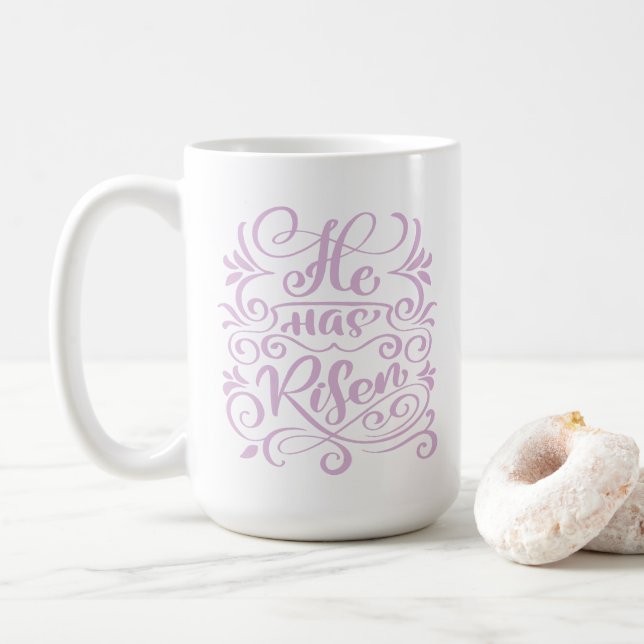 Osterzeit hat er Christlichen Script-Lavender Kaffeetasse (Mit Donut)