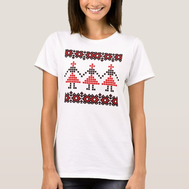 Osteuropa Muster, Traditionelles Volk, Folklore T-Shirt (Vorderseite)