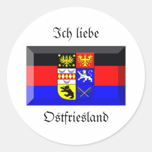 Ostfriesland Flaggen-Edelstein Runder Aufkleber