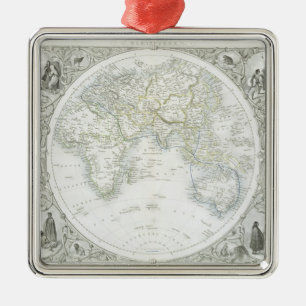 Osthemisphäre, von einer Reihe von Weltkarte-PU Silbernes Ornament