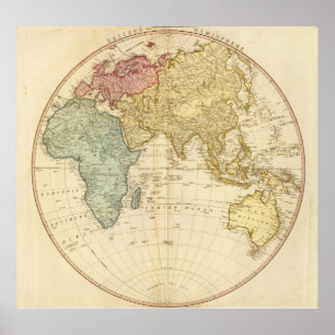 Osthemisphärekarte Poster