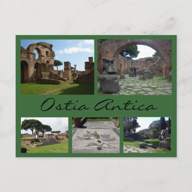Ostia Antica Collage (römische Ruinen), Rom Postkarte (Vorderseite)