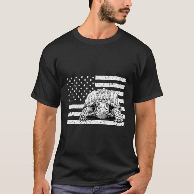 Ostkasten Schildkröte 4. Juli US amerikanische Fla T-Shirt (Vorderseite)