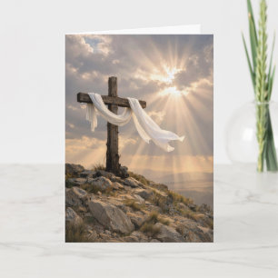 Ostkreuz mit im Wind wehendem Grabtuch Karte