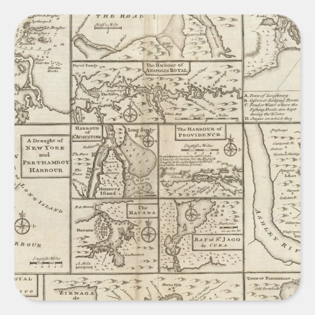 Ostküste, USA Quadratischer Aufkleber (Vorderseite)