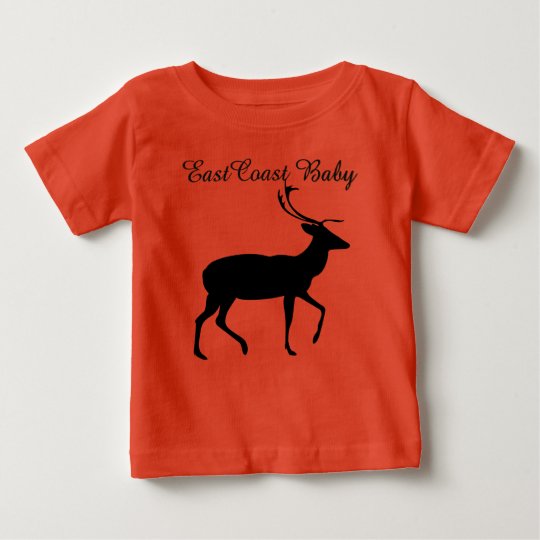 Ostküsten-Baby-Weihnachtsrotwild-Orangen-Shirt Baby T-shirt