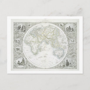 Östliche Hemisphäre aus einer Serie von World Maps Postkarte