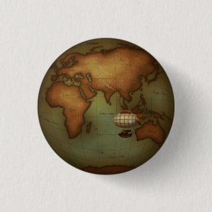 Östliche Hemisphäre Karte mit dem Schiff Steampu Button