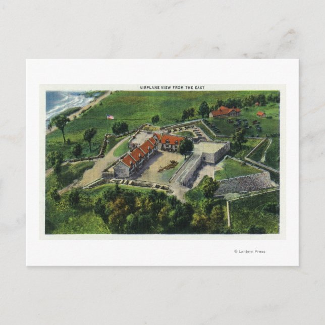 Östliche Luftsicht auf die Fort Grounds Postkarte (Vorderseite)