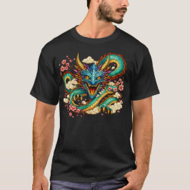 Östlicher Drache & Kirschblüten Fantasy-Kunst T-Shirt