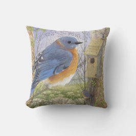 Östliches blaues Vogel-Wurfskissen Kissen