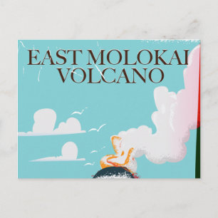 Ostmolokai-Vulkan Vintag Hawaii Reiseplakat Postkarte