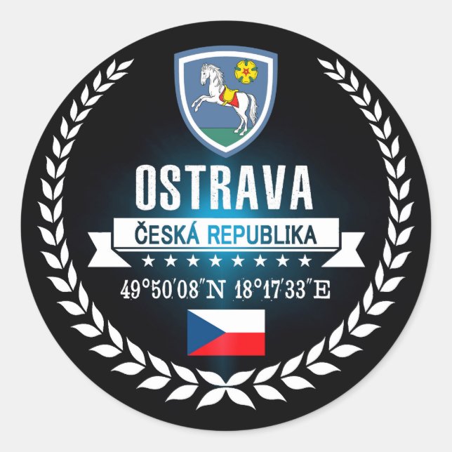 Ostrava Runder Aufkleber (Vorderseite)