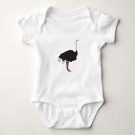 Ostrich Bird Illustration Baby Strampler