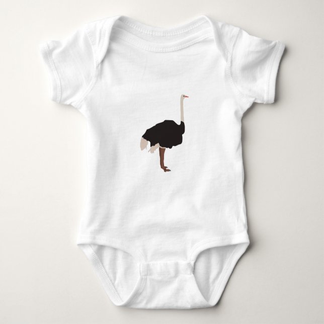 Ostrich Bird Illustration Baby Strampler (Vorderseite)