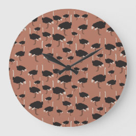 Ostrich Bird Illustration Pattern Große Wanduhr
