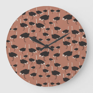 Ostrich Bird Illustration Pattern  Große Wanduhr