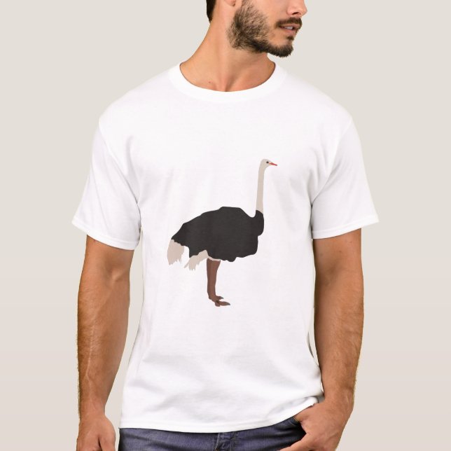 Ostrich Bird Illustration T-Shirt (Vorderseite)