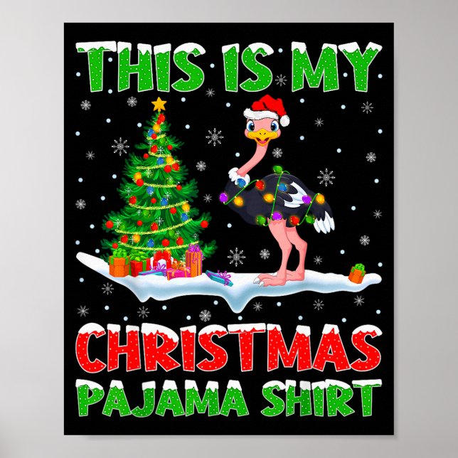 Ostrich Bird Xmas Tree Lights This Is My Christmas Poster (Vorne)