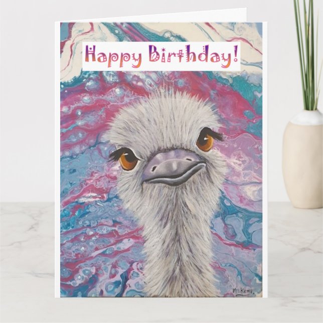 Ostrich Birthday Card Karte (Vorderseite)
