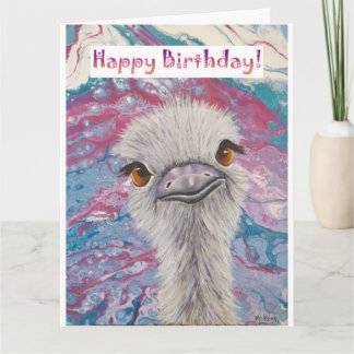 Ostrich Birthday Card Karte