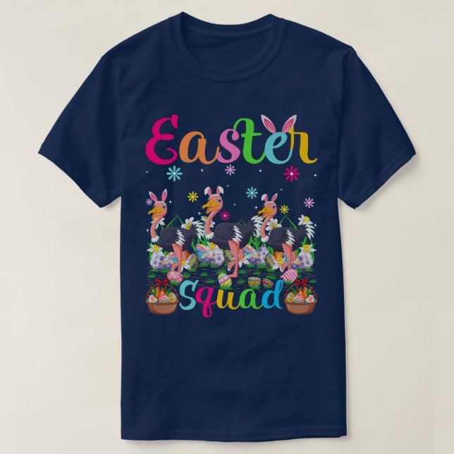 Ostrich Bunny Oar Ostersquad Ostrich Bird Happy  T-Shirt (Design vorne)