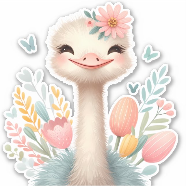 Ostrich Custom Cut Scrapbooking Sticker (Vorderseite)