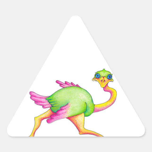 Ostrich Dreieckiger Aufkleber (Vorderseite)