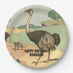 Ostrich Family Children's Party Pappteller