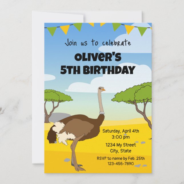 Ostrich Invitation Anniversaire (Devant)