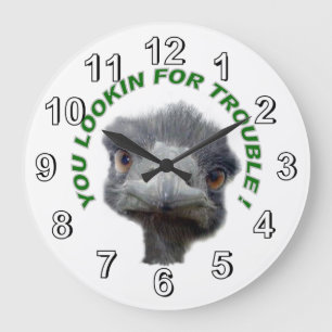 Ostrich trouble große wanduhr